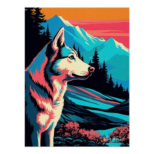 Siberian Husky Dog 003 - Bruno Pokopen ポスター (正面)