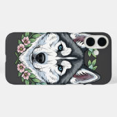 Siberian Husky Dog And Mountain Laurel Flowers Case-Mate iPhoneケース (裏面 (横))