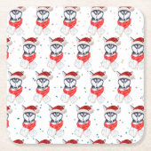 Siberian Husky Dog Breed Christmas Stars スクエアペーパーコースター (正面)