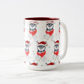 Siberian Husky Dog Breed Christmas Stars ツートーンマグカップ (正面右)