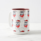 Siberian Husky Dog Breed Christmas Stars ツートーンマグカップ (正面左)