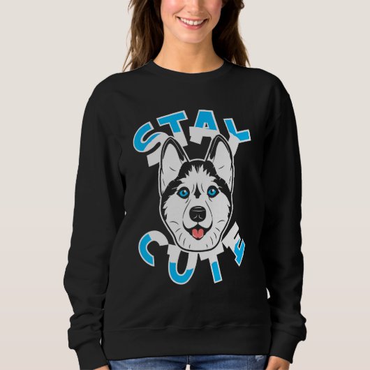 Siberian Husky Dog Breed Pet Stay Cute スウェットシャツ (正面)