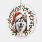 Siberian Husky Dog Ceramic Circle Ornament セラミックオーナメント (左)
