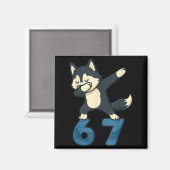 Siberian Husky Dog Dabbing 67 Meme Six Seven Funny マグネット (正面/裏面)
