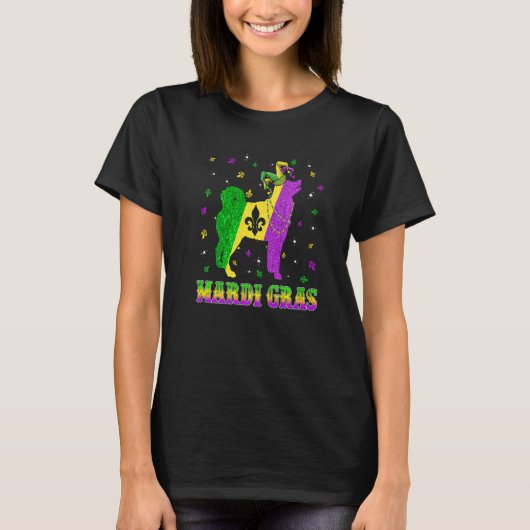 Siberian Husky Dog Mardi Gras Carnival Jester Bead Tシャツ (正面)