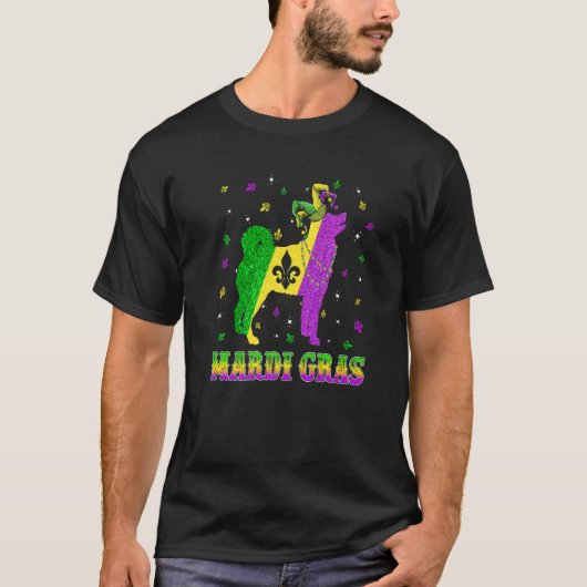 Siberian Husky Dog Mardi Gras Carnival Jester Bead Tシャツ (正面)