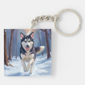 Siberian Husky | Dog Painting Winter キーホルダー (裏面)