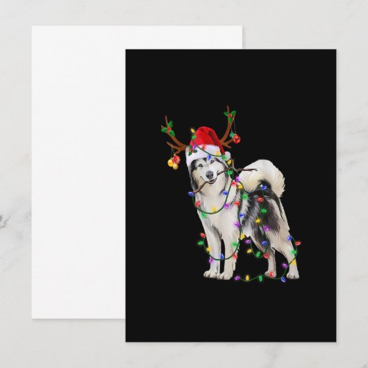 Siberian Husky Dog Tree Christmas Lights Xmas Paja 招待状 (正面/裏面)