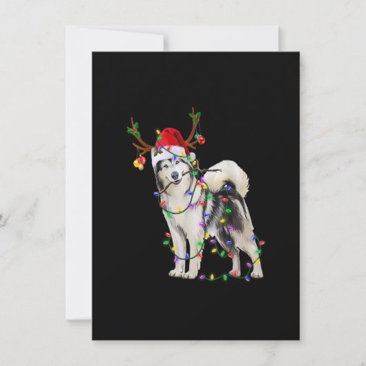 Siberian Husky Dog Tree Christmas Lights Xmas Paja 招待状 (正面)