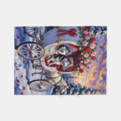 Siberian Husky Dog Valentine's Day フリースブランケット (正面(横))