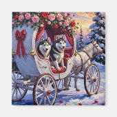 Siberian Husky Dog Valentine's Day マグネット (正面)