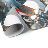 Siberian Husky dog wearing santa hat ラッピングペーパー (ロールコーナー)