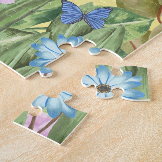 Siberian Husky Dog with Flowers Spring ジグソーパズル (側面)