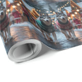 Siberian Husky Dogs Christmas Snow Holiday  ラッピングペーパー (ロールコーナー)