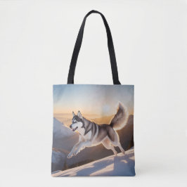 Siberian Husky Elegant Canvas Tote Bag トートバッグ