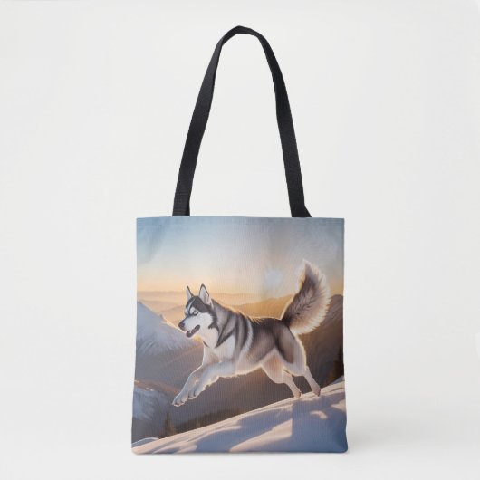 Siberian Husky Elegant Canvas Tote Bag トートバッグ (正面)