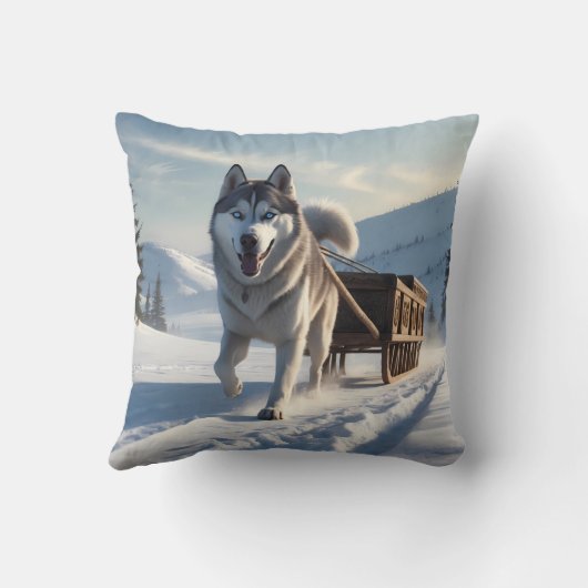 Siberian Husky Elegant Throw Pillow クッション (裏面)