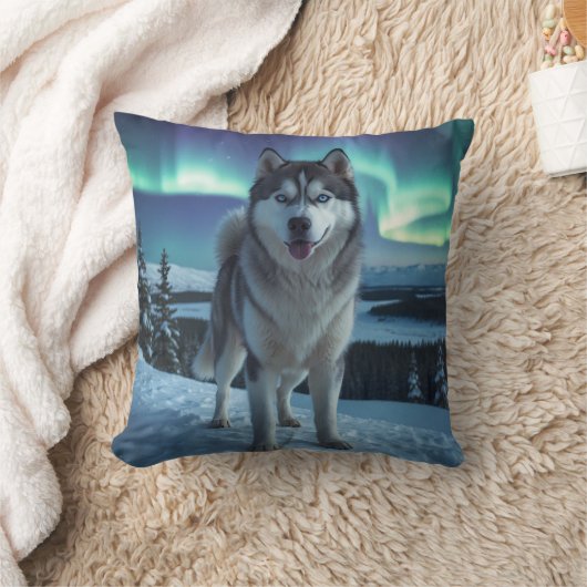 Siberian Husky Elegant Throw Pillow クッション (ブランケット)