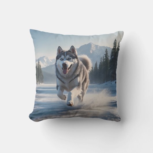 Siberian Husky Elegant Throw Pillow クッション (正面)