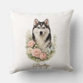 Siberian Husky Floral Portrait クッション (裏面)