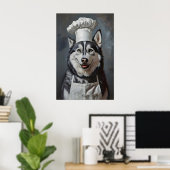 Siberian Husky In Chefs Hat Poster, Pet Poster ポスター (ホームオフィス)