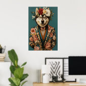 Siberian Husky In Suit Poster, Husky Portrait ポスター (ホームオフィス)