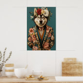 Siberian Husky In Suit Poster, Husky Portrait ポスター (キッチン)