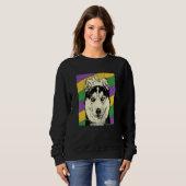 Siberian Husky Jester Mardi Gras Dog Mom or Dad スウェットシャツ (正面フル)