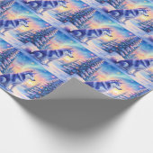 Siberian Husky Northern Lights Christmas Winter ラッピングペーパー (角)