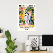 Siberian Husky on Toilet Art - Matisse Style ポスター (ホームオフィス)