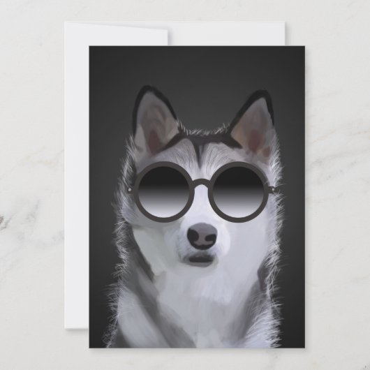 Siberian Husky Painting - Birthday Greeting Card シーズンカード (正面)
