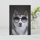 Siberian Husky Painting - Birthday Greeting Card シーズンカード (スタンド正面)