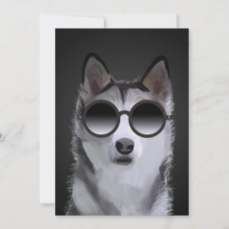 Siberian Husky Painting - Birthday Greeting Card  シーズンカード