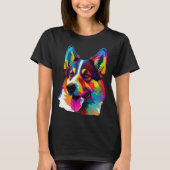 Siberian Husky Pop Cute Husky Tシャツ (正面)