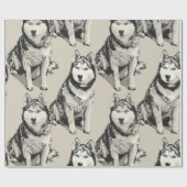 Siberian Husky Portrait Wrapping Paper ラッピングペーパー (フラット)