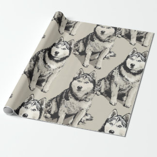 Siberian Husky Portrait Wrapping Paper ラッピングペーパー