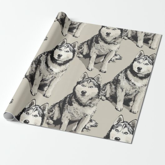 Siberian Husky Portrait Wrapping Paper ラッピングペーパー (アンロールド)