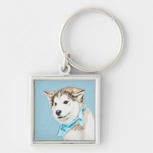 Siberian Husky Puppy Painting - Original Dog Art キーホルダー
