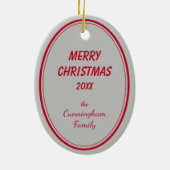 Siberian Husky Santa Hat Christmas Ornament セラミックオーナメント (裏面)