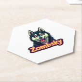Siberian Husky Sibe Zombie Dog Halloween Essential ペーパーコースター (アングル)