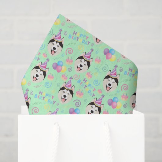 Siberian Husky Tissue Paper in Green 薄葉紙 (ギフトバッグ)