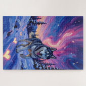 Siberian Husky Valentine's Day Heart Aurora ジグソーパズル (横)