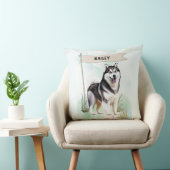 Siberian Husky Watercolor Personalized Dog クッション (椅子)