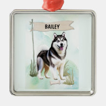 Siberian Husky Watercolor Personalized Dog