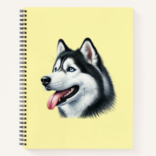 Siberian Husky Watercolor Portrait ノートブック (正面)