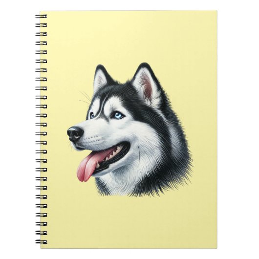 Siberian Husky Watercolor Portrait  ノートブック (正面)