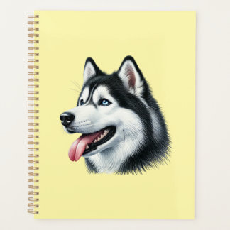 Siberian Husky Watercolor Portrait  プランナー手帳
