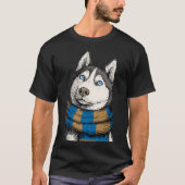 Siberian Husky Wearing a Scarf Tシャツ (正面)