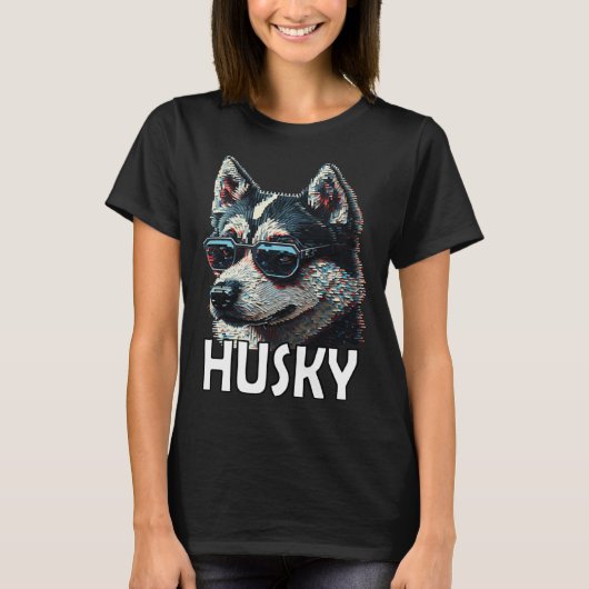 Siberian husky with sunglasses and a  saying  1 tシャツ (正面)