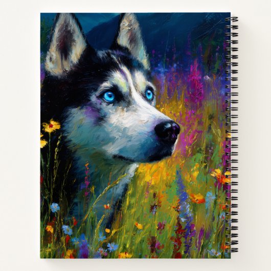 Siberian Husky with wildflowers ノートブック (裏面)